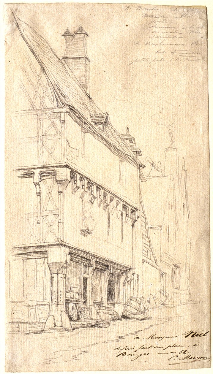 Gammelt hus i Bourges: »La Maison du Musicien« af Charles Meryon