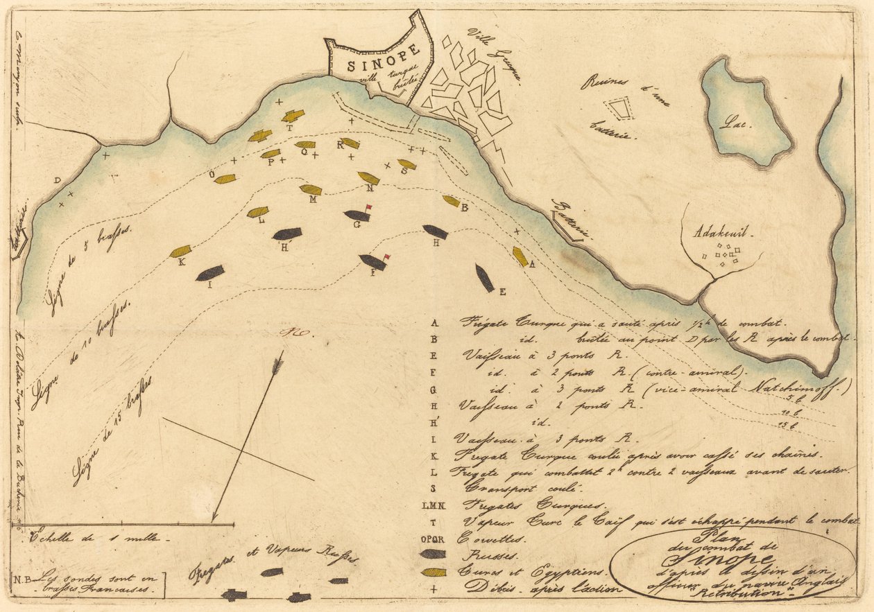 Plan du Combat de Sinope (Plan for slaget ved Sinope) af Charles Meryon