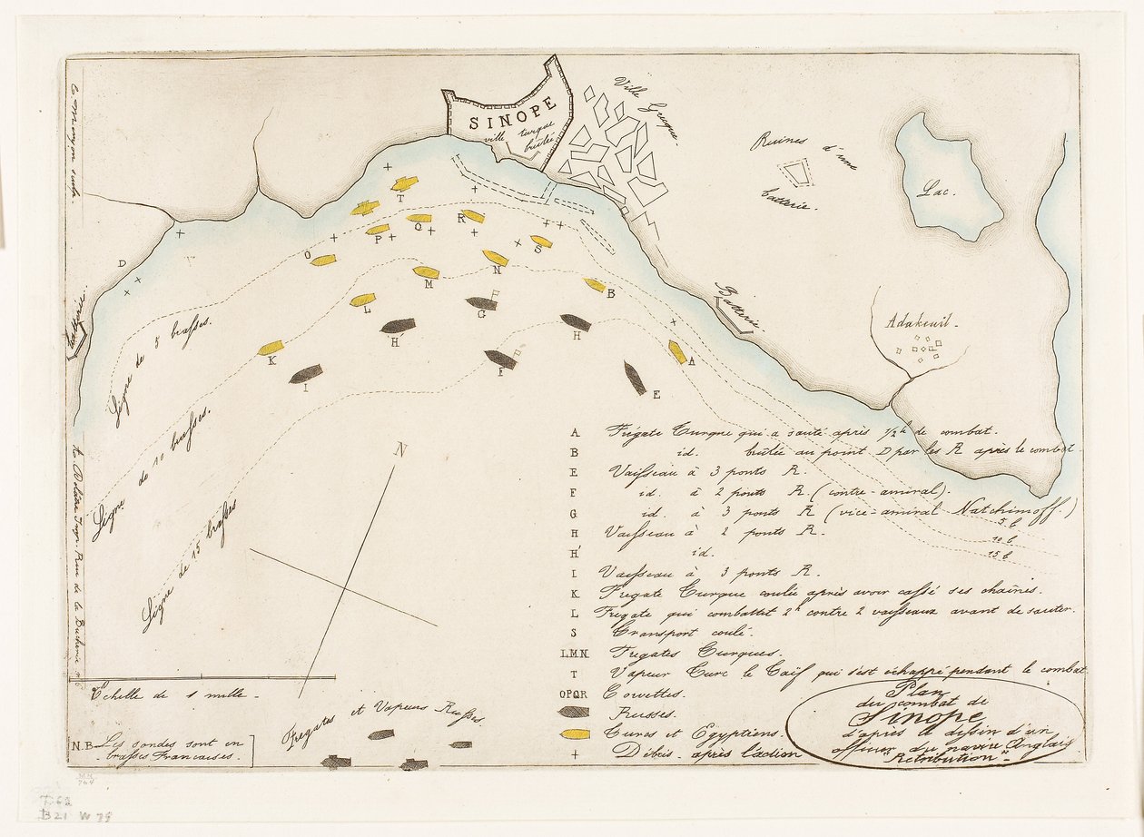Plan for slaget ved Sinope af Charles Meryon