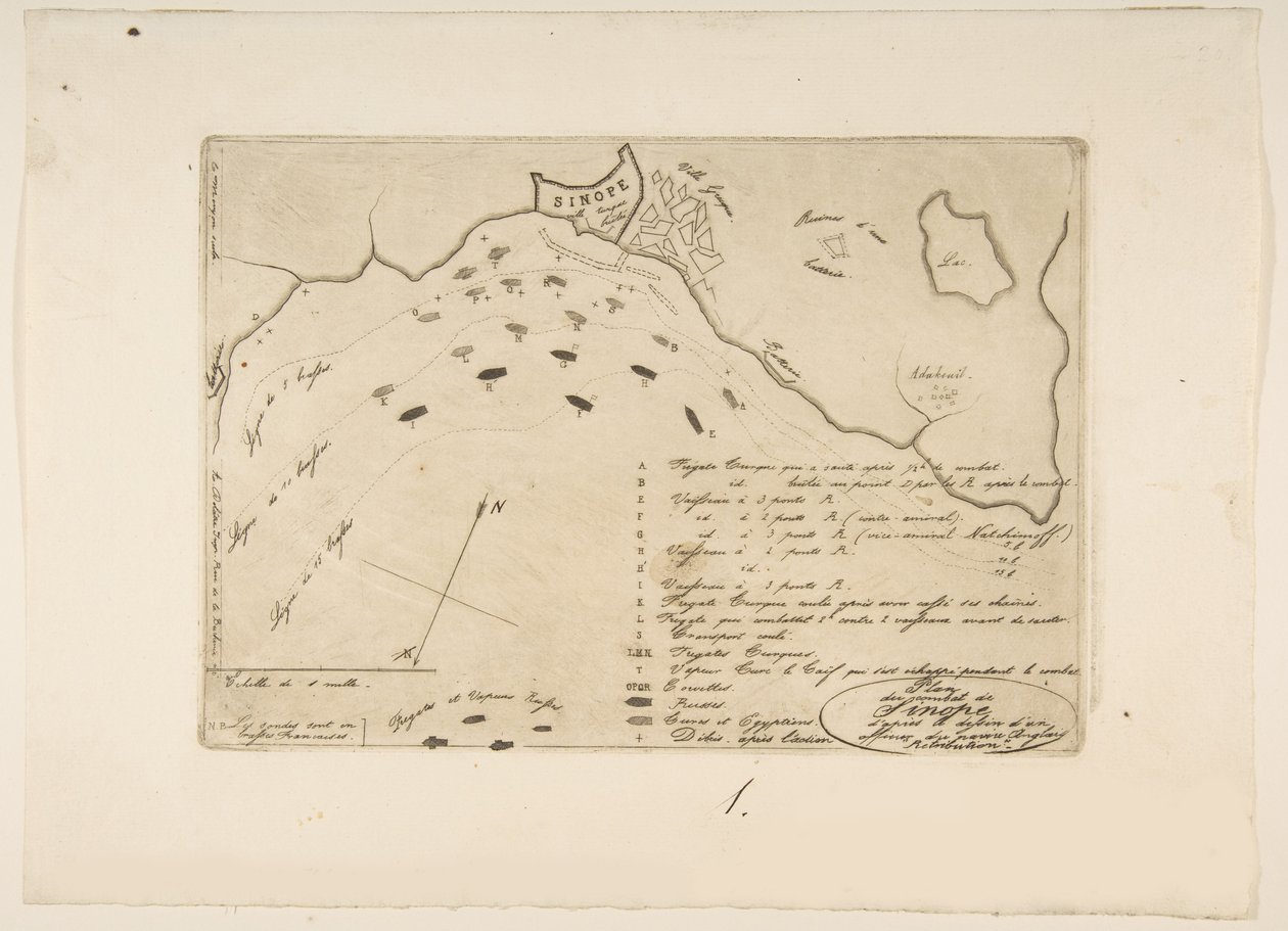 Plan of the Battle of Sinope, 1853.dani af Charles Meryon