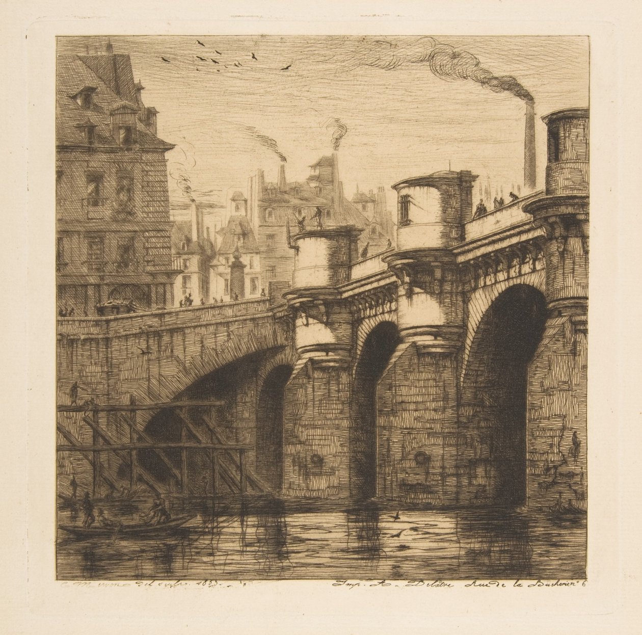 Pont-Neuf, Paris, fra «Raderinger af Paris» af Charles Meryon