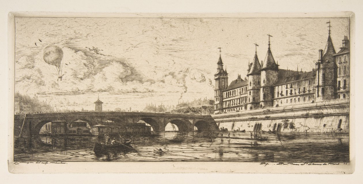Pont-au-Change, Paris, fra "Raderinger af Paris" af Charles Meryon