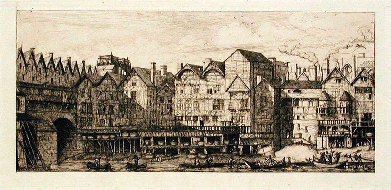 Porten til Cité mod slutningen af det 17. århundrede, Paris af Charles Meryon