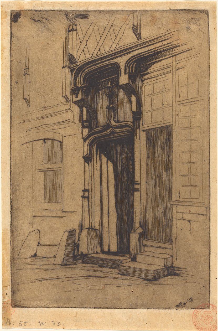 Døråbning til et gammelt kloster, Rue Mirabeau, Bourges af Charles Meryon