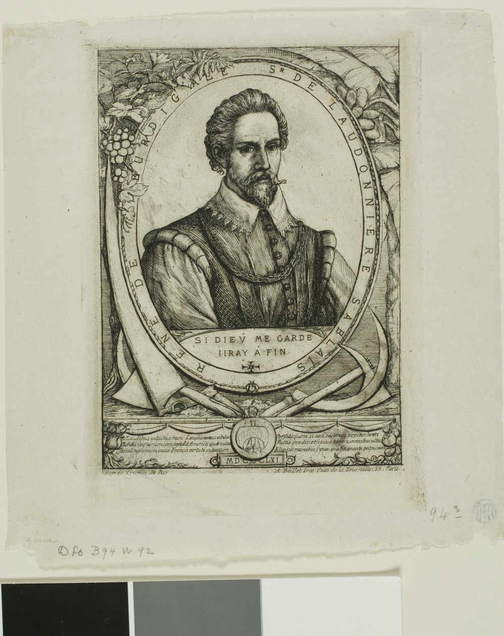 Portræt af René de Laudonnière Sablais (de Burdigale) af Charles Meryon