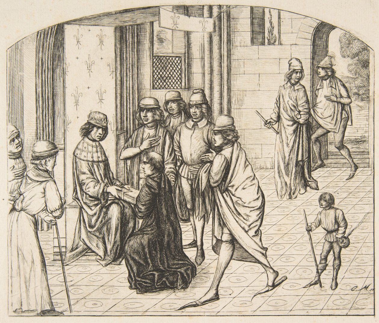 Præsentation af Valerius Maximus til kong Ludvig XI, 1862. af Charles Meryon