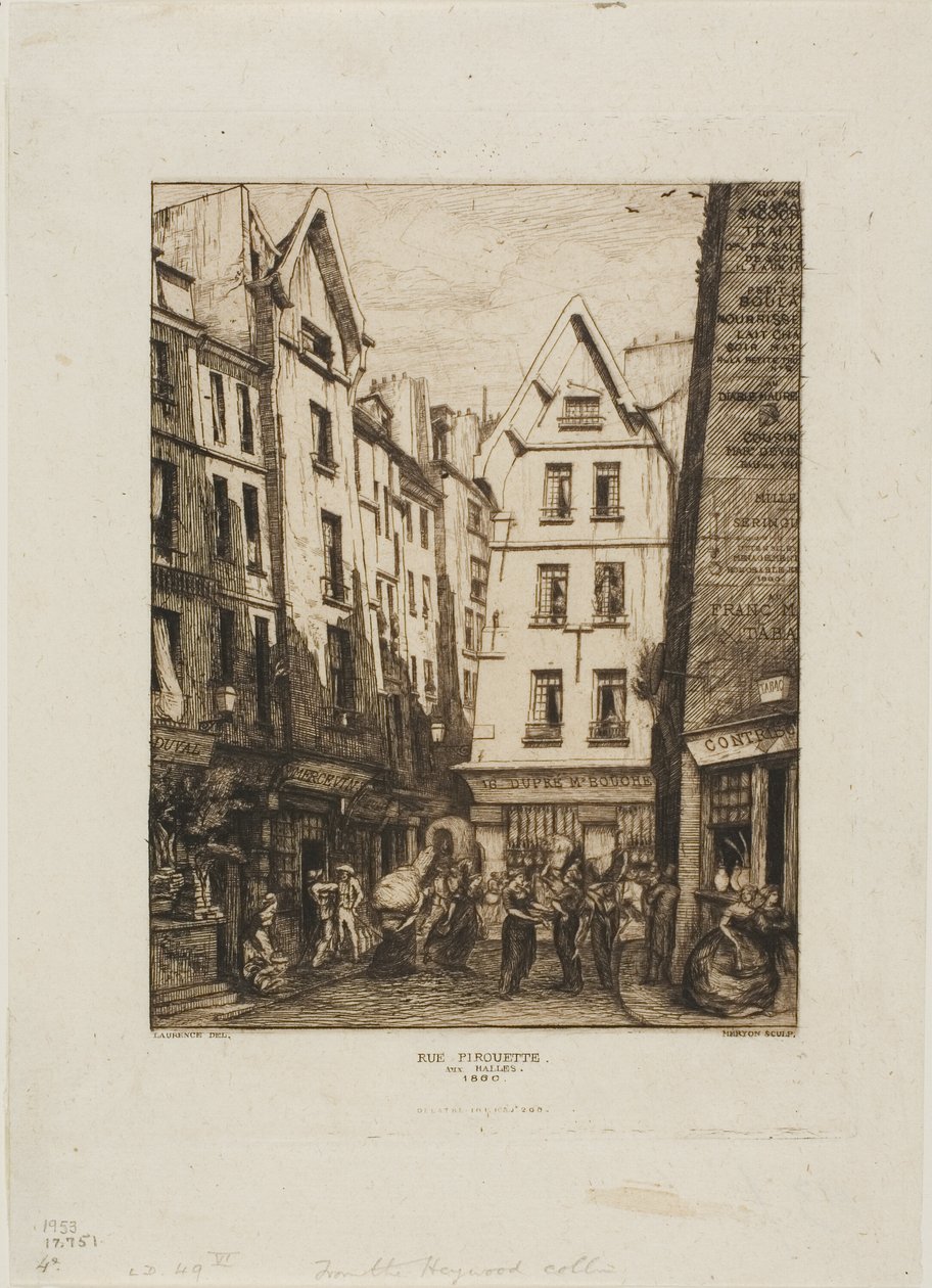 Rue Pirouette i Les Halles, Paris af Charles Meryon