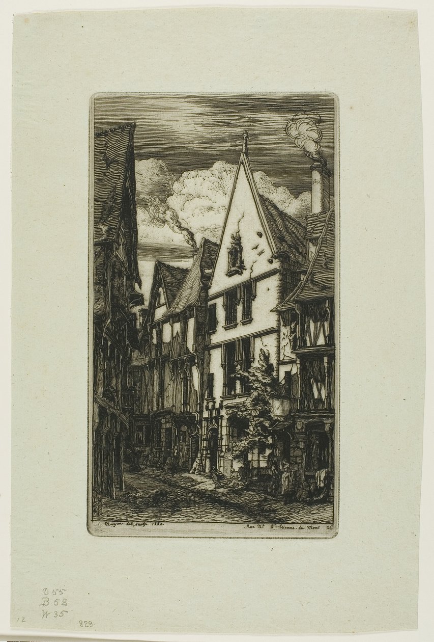 Rue des Toiles, Bourges af Charles Meryon