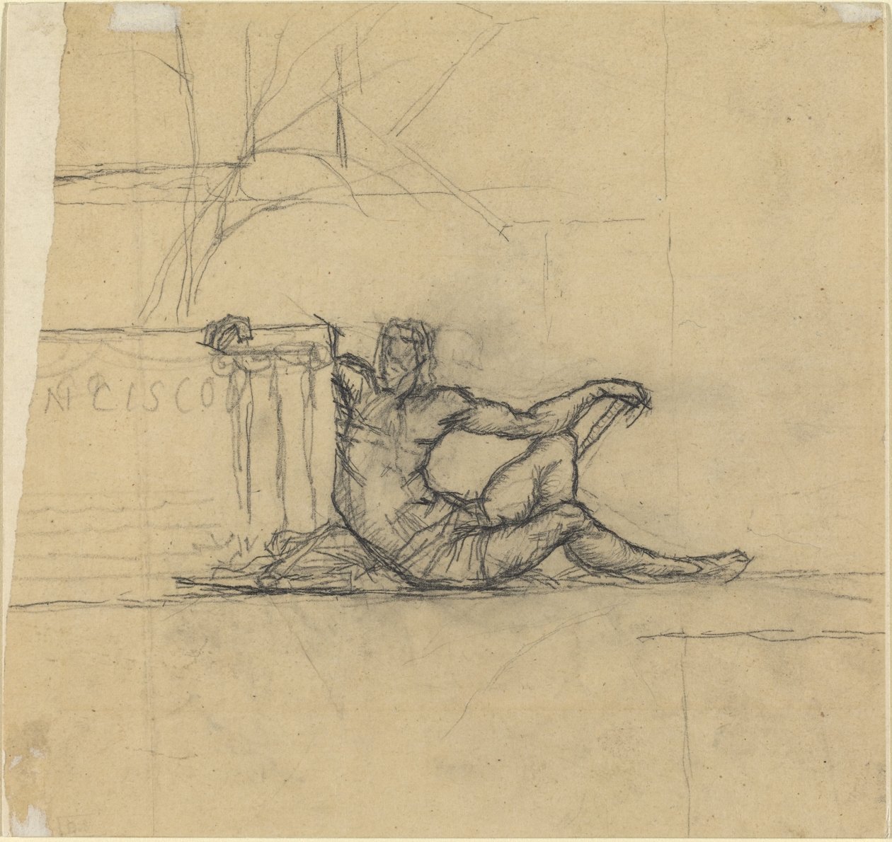 Siddende mandsfigur for "San Francisco" af Charles Meryon