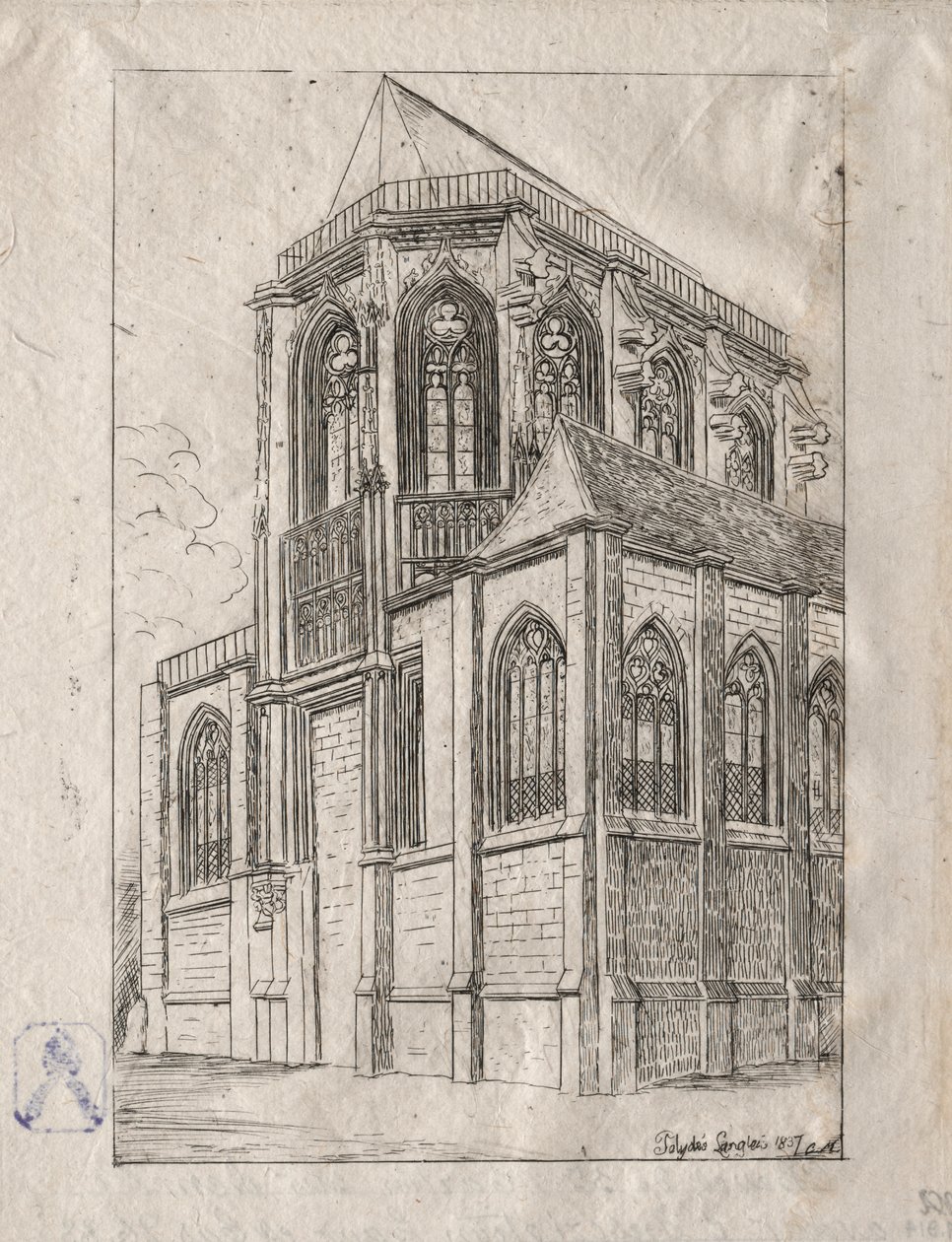 Apsis af kirken St. Martin-sur-Renelle af Charles Meryon