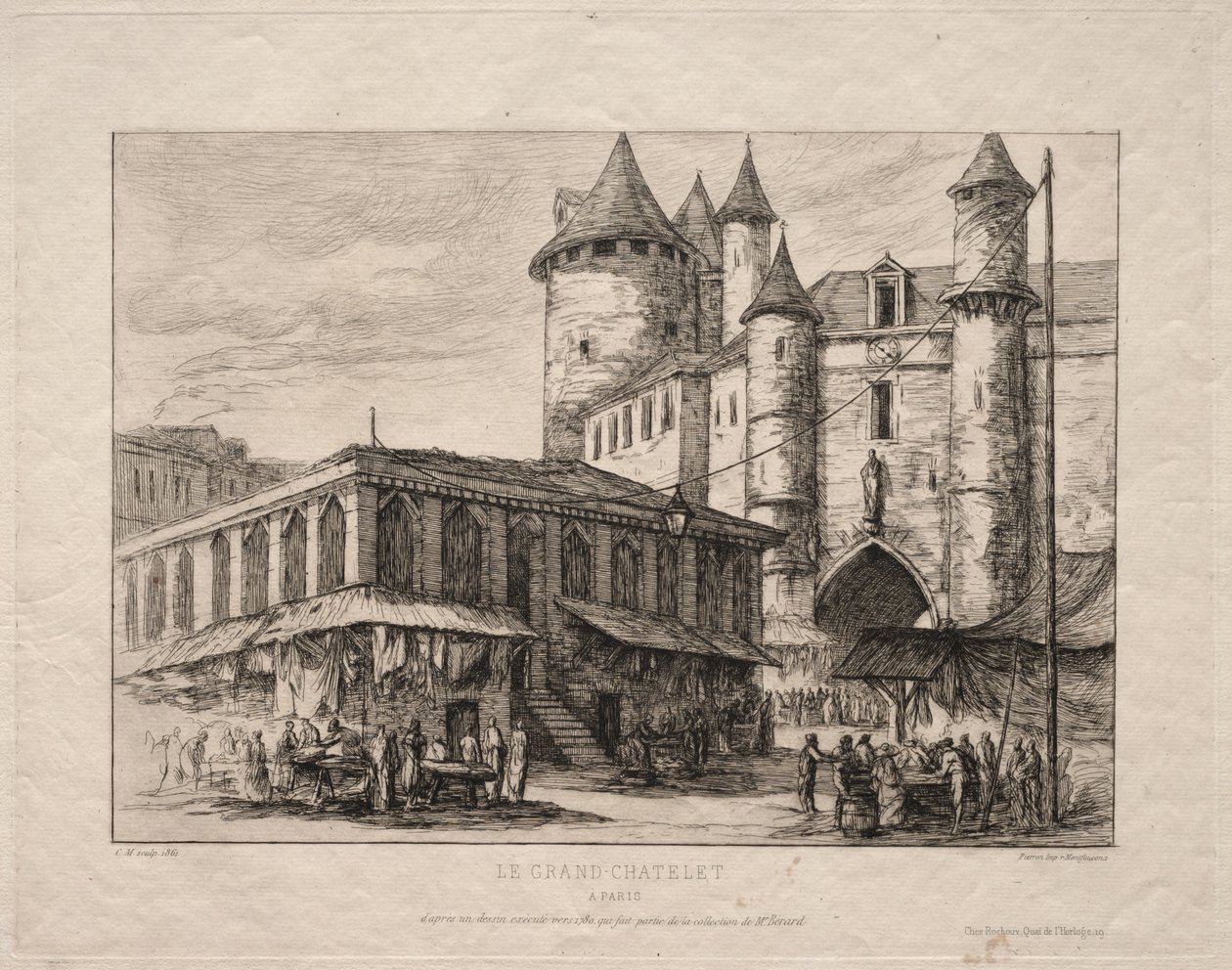 The Grand Châtelet, Paris, omkring 1780 af Charles Meryon