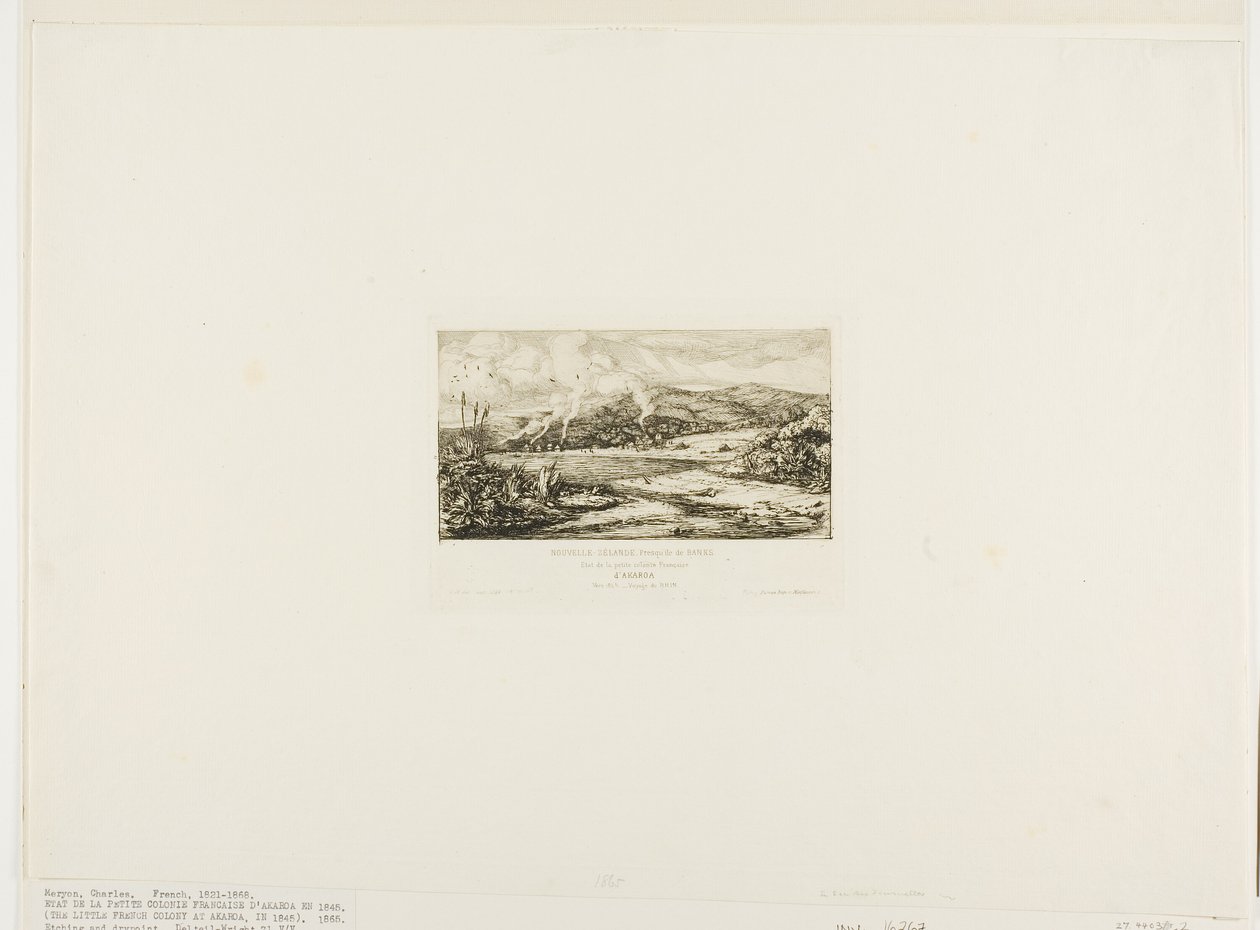Den lille franske koloni ved Akaroa, 1845 af Charles Meryon