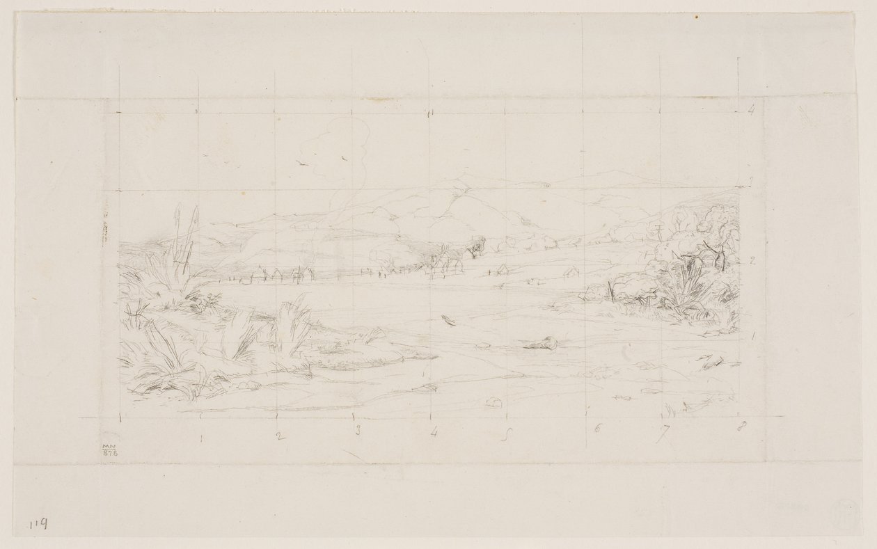 Den lille franske koloni i Akaroa, 1845 af Charles Meryon