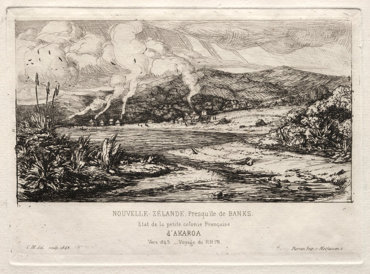 Den lille franske koloni ved Akaroa, 1845, 1865. af Charles Meryon