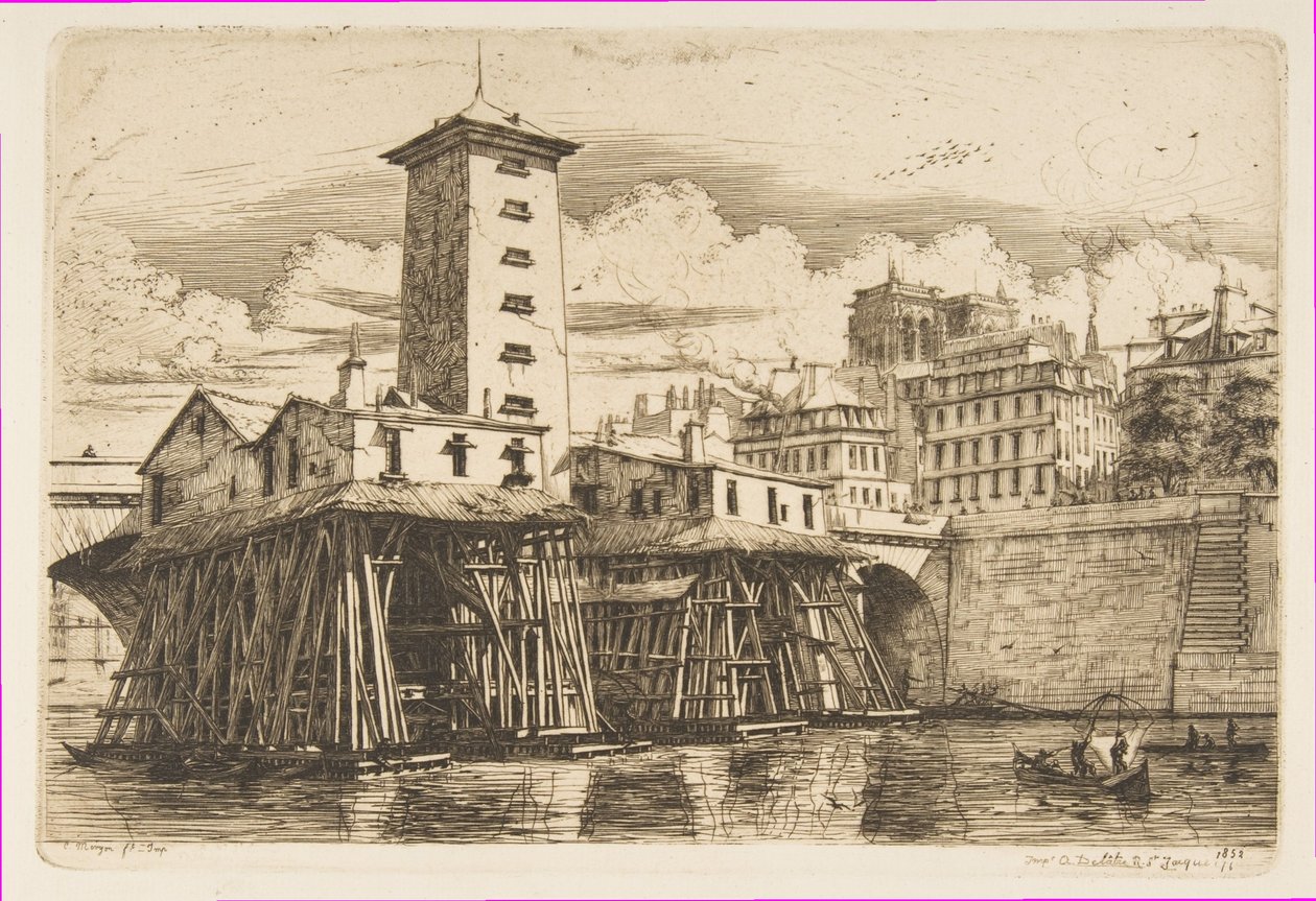 Notre-Dame-pumpen, Paris af Charles Meryon