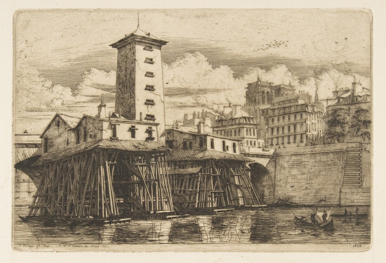 Notre-Dame-pumpen, Paris af Charles Meryon