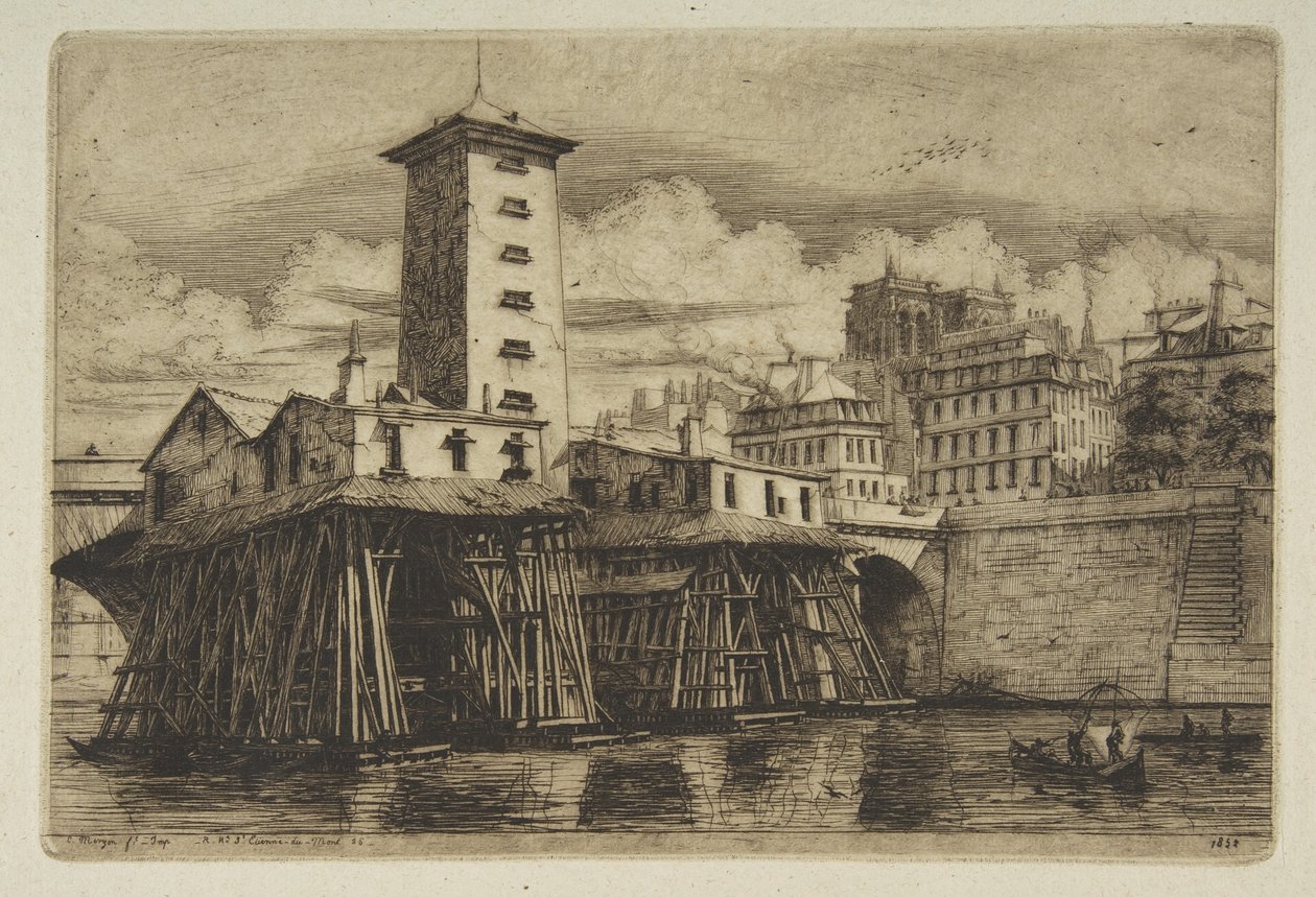 Notre-Dame-pumpen, fra «Raderinger fra Paris» af Charles Meryon
