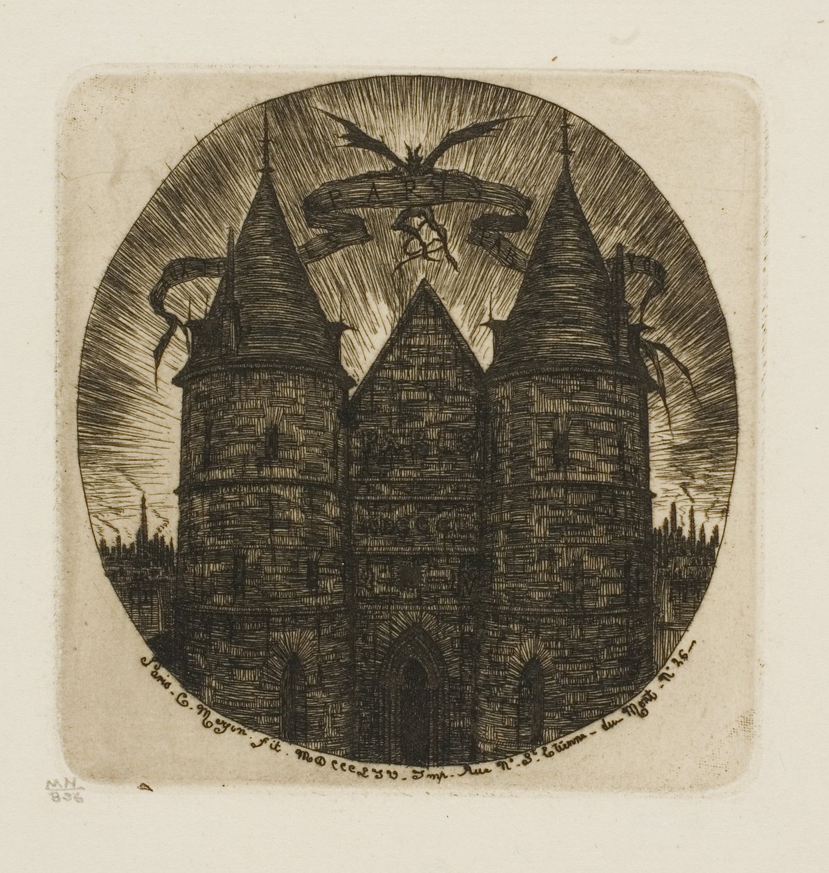 Den gamle port til Justitspaladset, Paris af Charles Meryon