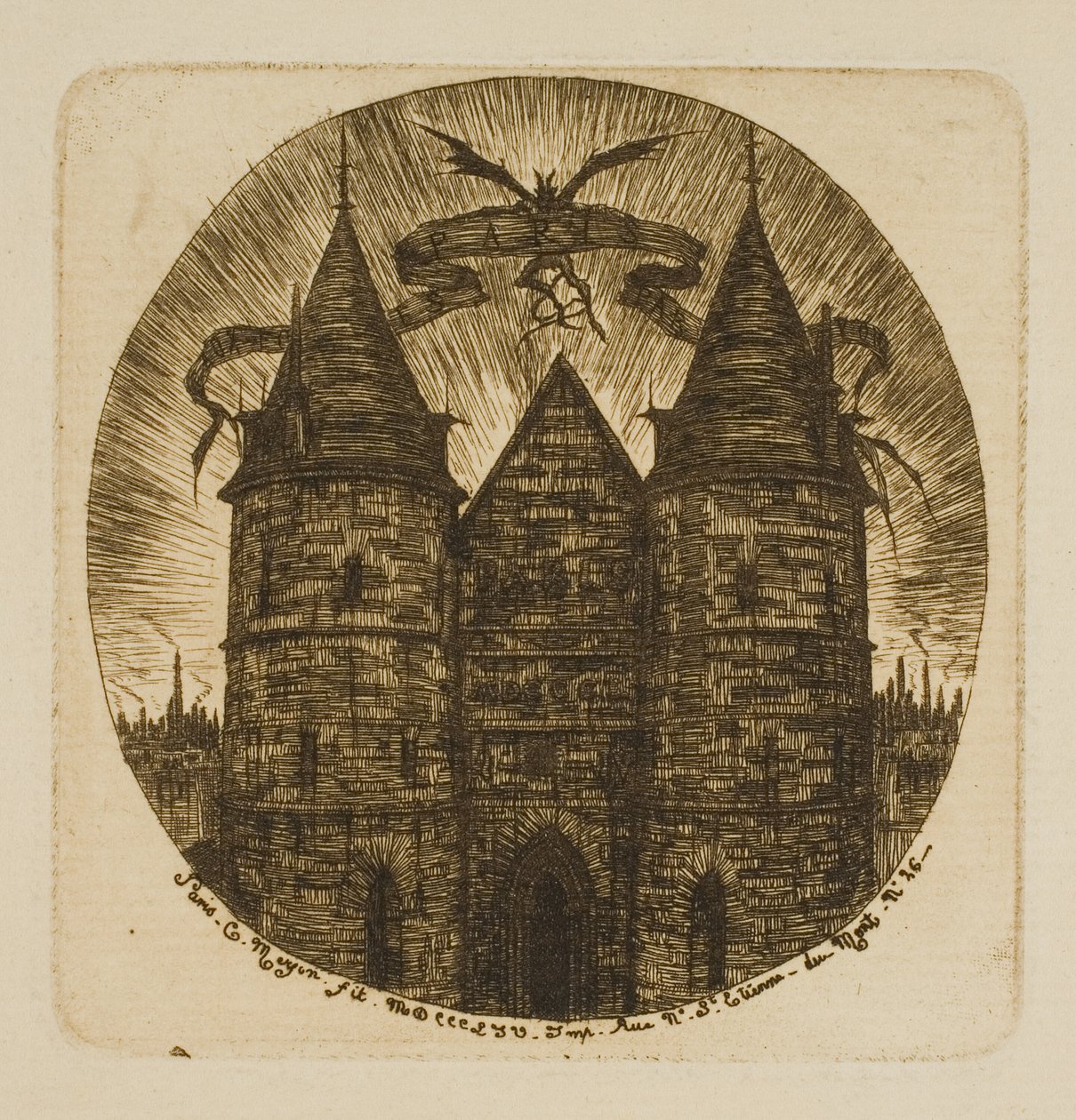 Den gamle port til Palais de Justice, Paris af Charles Meryon