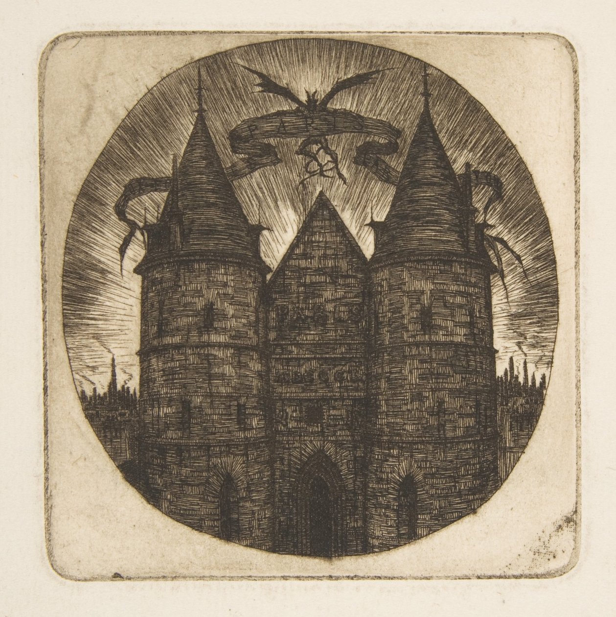 Den gamle port til Palais de Justice i Paris, frontispice til »Etchings of Paris« af Charles Meryon