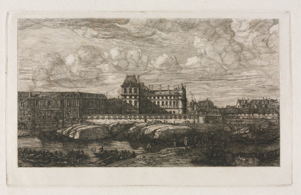 Det gamle Louvre fra et maleri af Zeeman, 1651 af Charles Meryon
