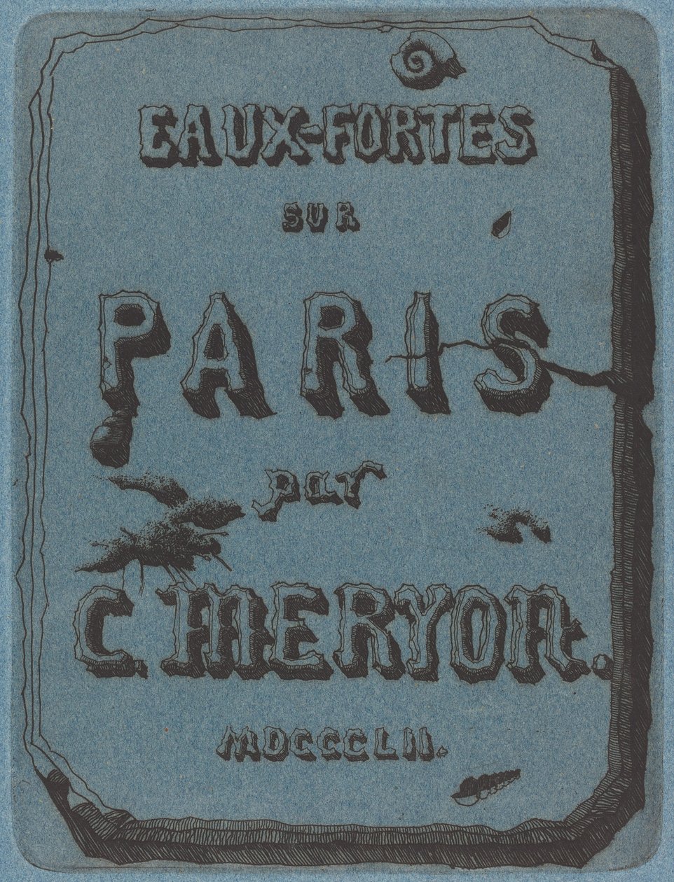 Titlen på raderinger om Paris (titelside til sæt af raderinger i Paris) af Charles Meryon