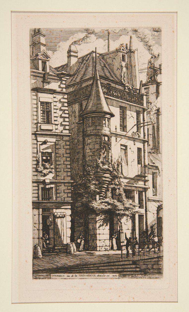 Tourelle, Rue de la Tixeranderie (Hus med et tårn, rue de la Tixeranderie) af Charles Meryon