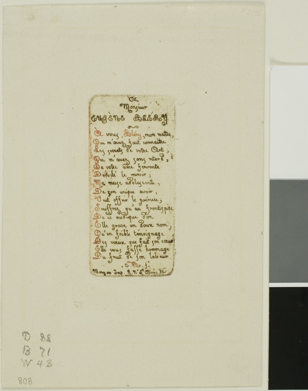 Vers dedikeret til Eugène Bléry, nr. 1 af Charles Meryon
