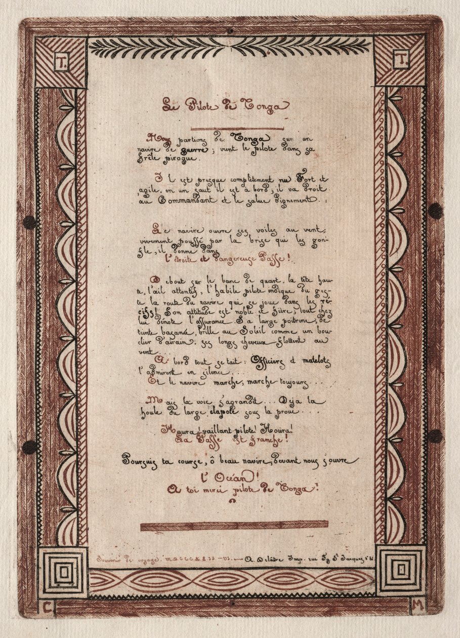 Vers til Piloten af Tonga, 1856. af Charles Meryon