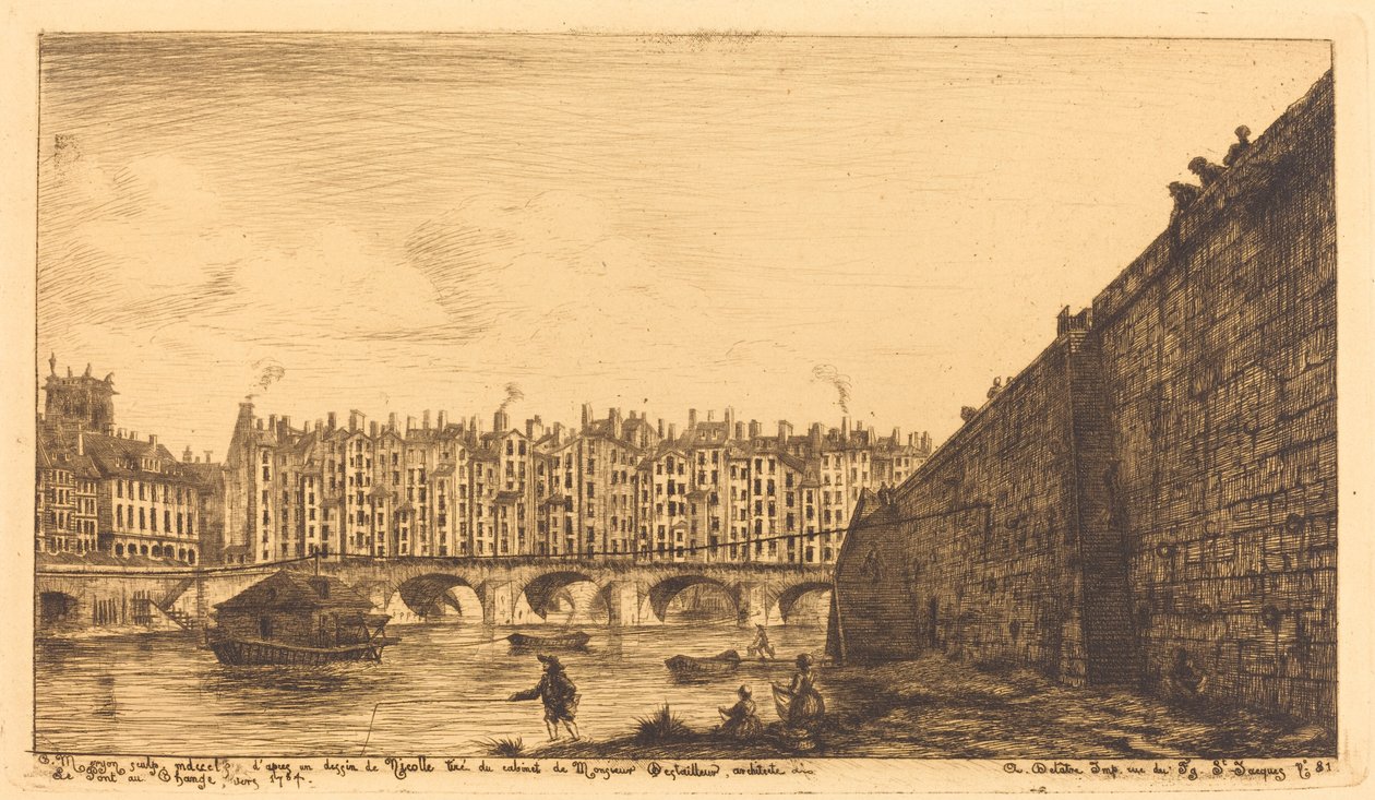 Pont-au-Change, Paris, omkring 1784 af Charles Meryon after Victor Jean Nicolle