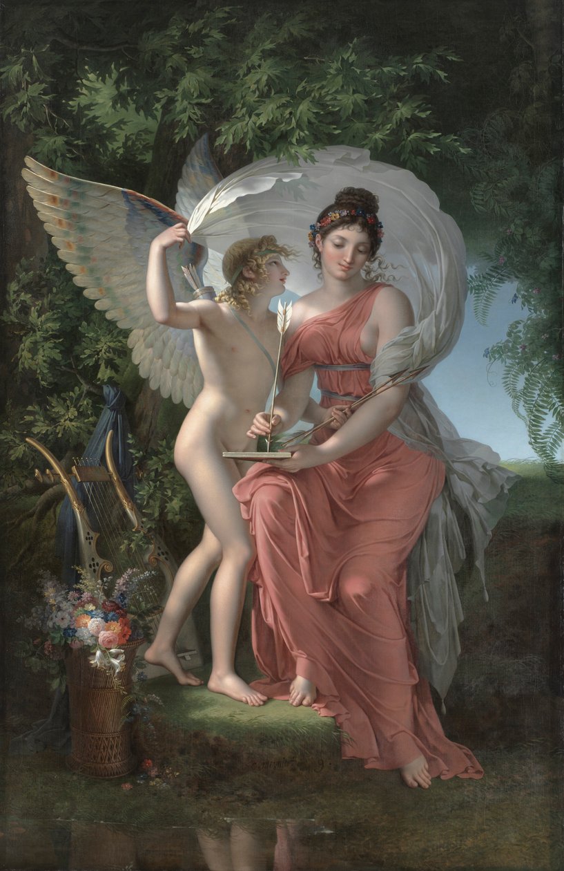 Erato, Muse of Lyrical Poetry, 1800. af Charles Meynier