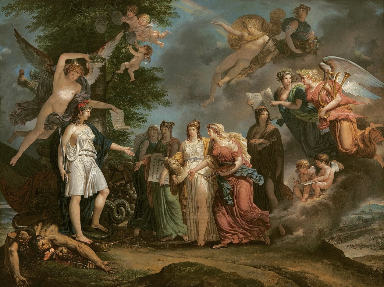 Frankrig triumferer og opmuntrer videnskaberne og kunsten under krigen, 1794 af Charles Meynier
