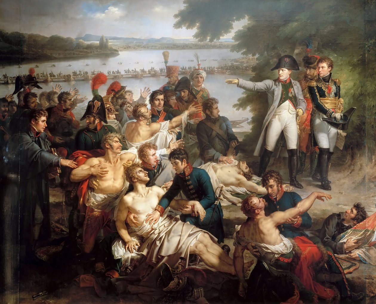 Napoleons tilbagevenden til øen Lobau efter slaget ved Essling, 23. maj 1809 af Charles Meynier