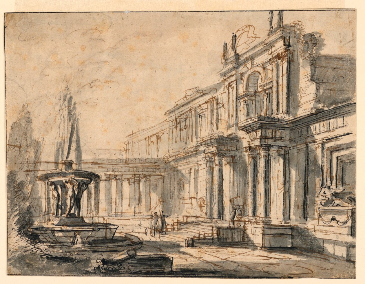 Architectural Fantasy: A Courtyard af Charles Michel Ange Challe