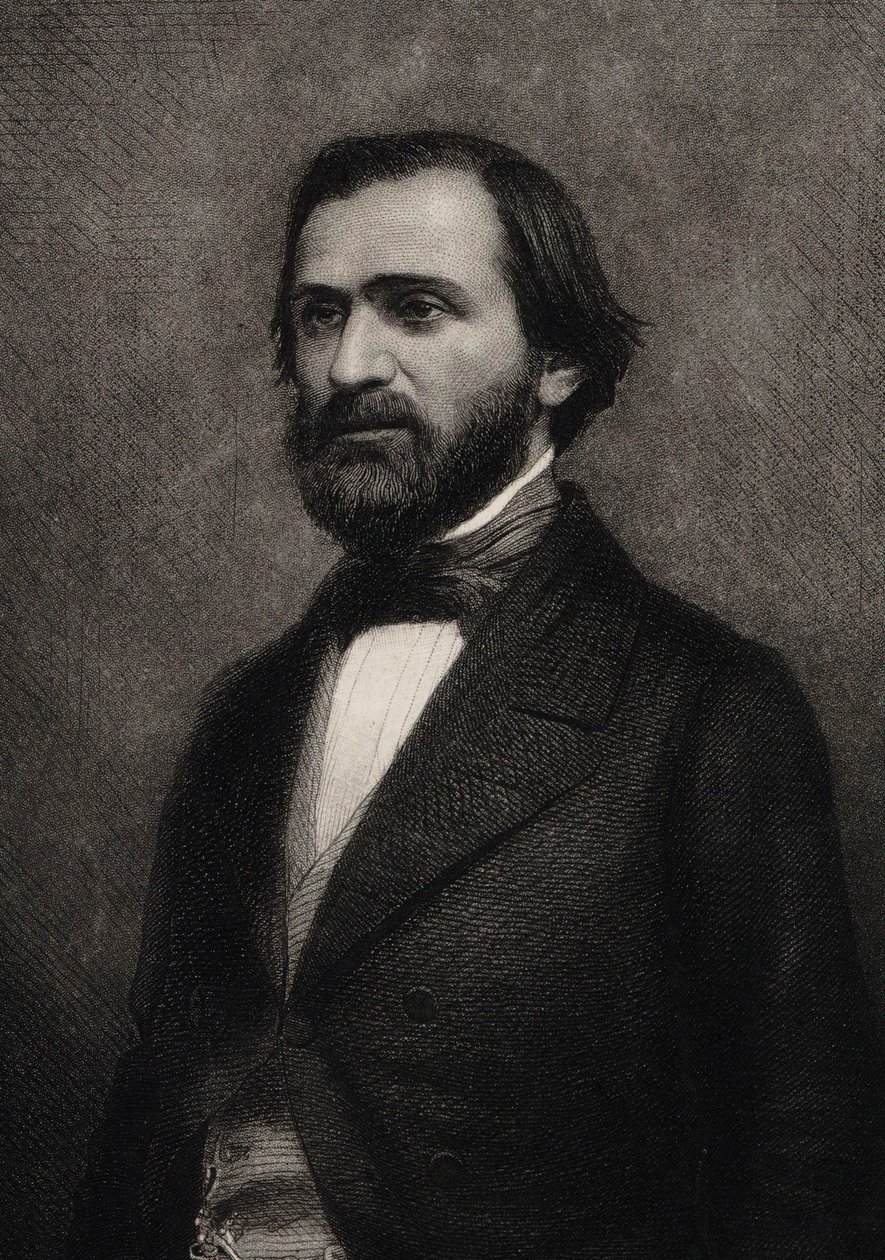 Portræt af komponisten Giuseppe Verdi 1813-1901, ca. 1850. af Charles Michel Geoffroy