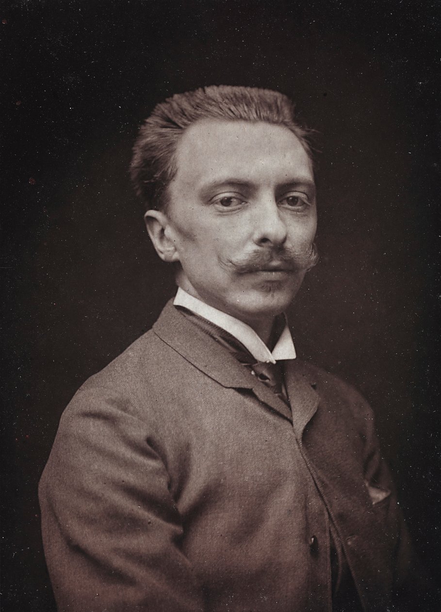 Kunstnerisk og biografisk Album, 5. Aar, Salon 1885; portræt af den franske maler Alfred Paul Marie de Richemont (1857-1911) af Charles Michelez