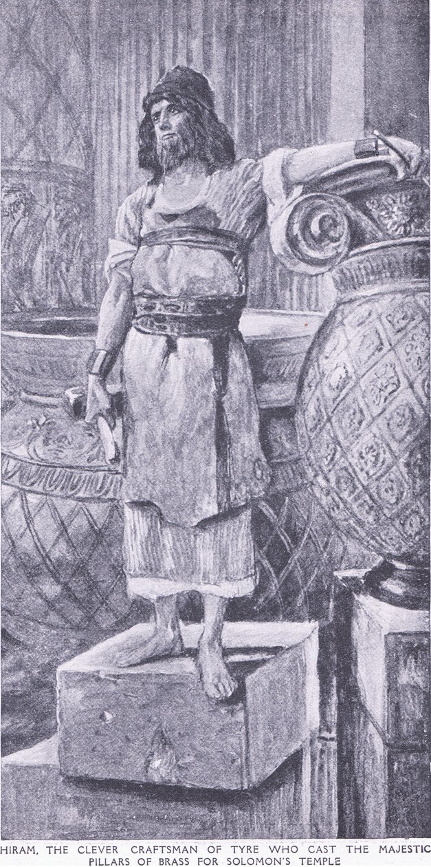 Hiram, den kloge håndværker fra Tyrus, der støbte de majestætiske søjler af messing til Salomans tempel af Charles Mills Sheldon