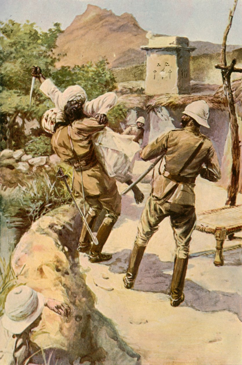 Roberts reddet af en trooper i Bhagwana, 1901. af Charles Mills Sheldon