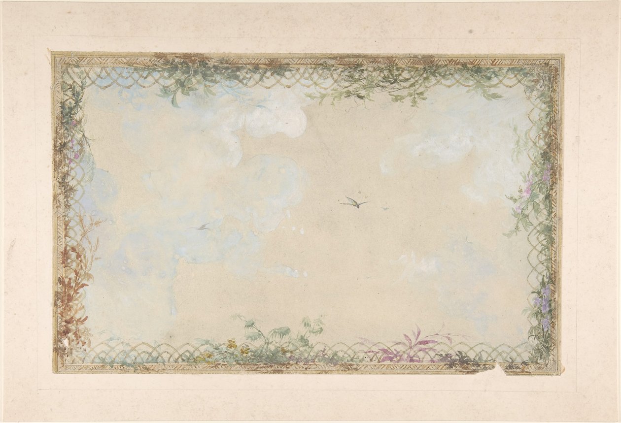 Designs til lofter med skyer og fugle, 1800-tallet. af Charles Monblond