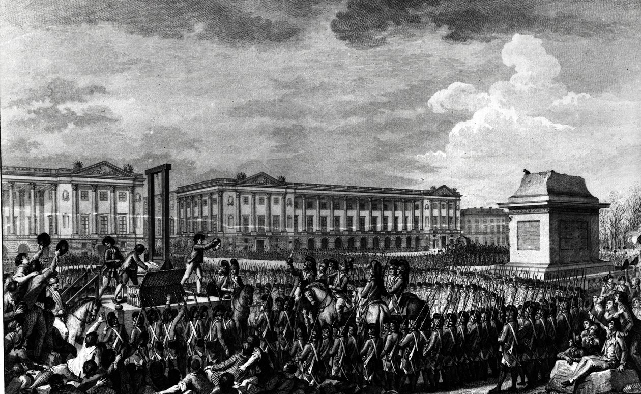 Dagen den 21. januar 1793: Ludvig XVIs (1754-93) død på Place de la Revolution, indgraveret af Isidore Stanislas Helman (1743-1809) 1793 af Charles Monnet