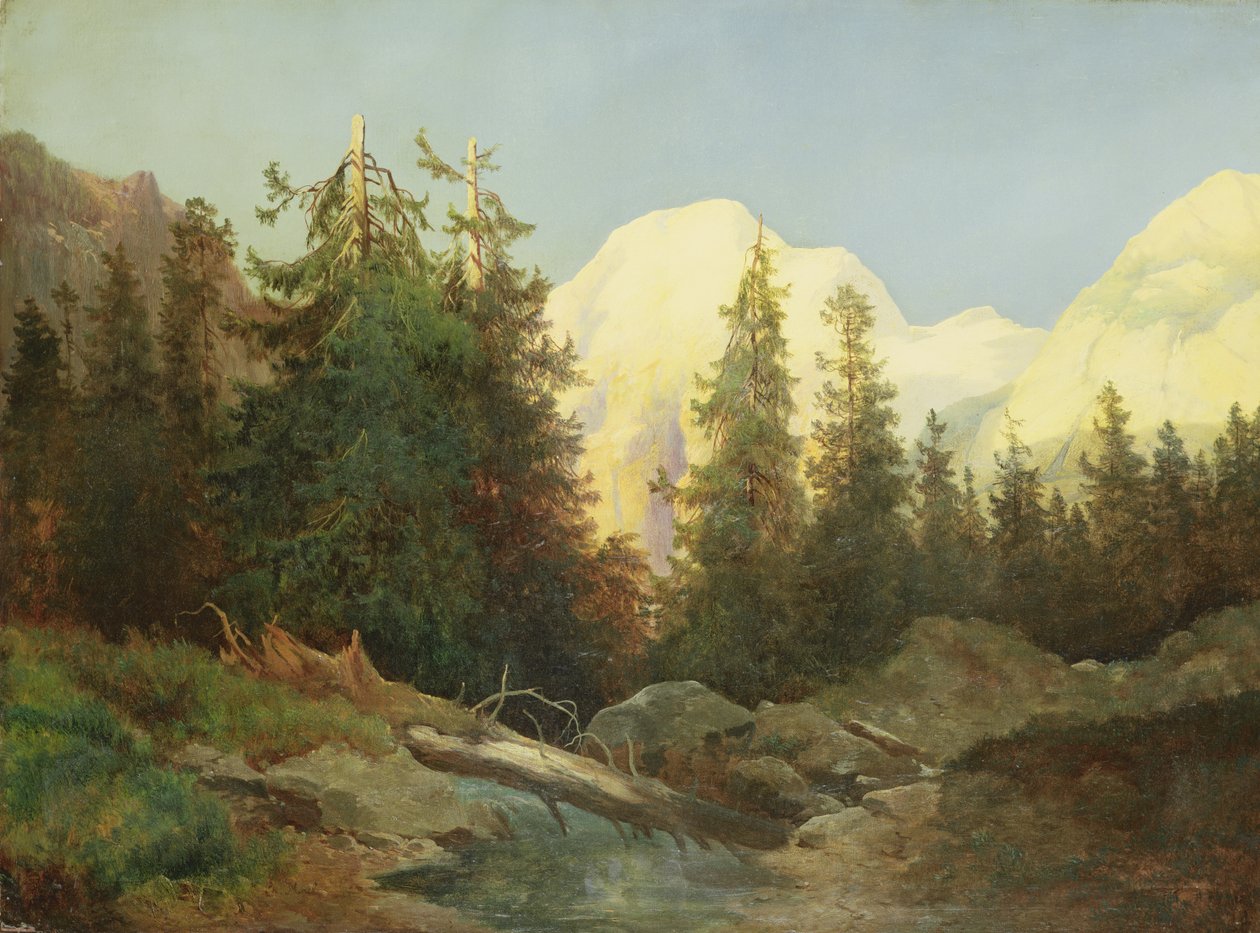Solnedgang i Sydtyrol (olie på lærred) af Charles Morel