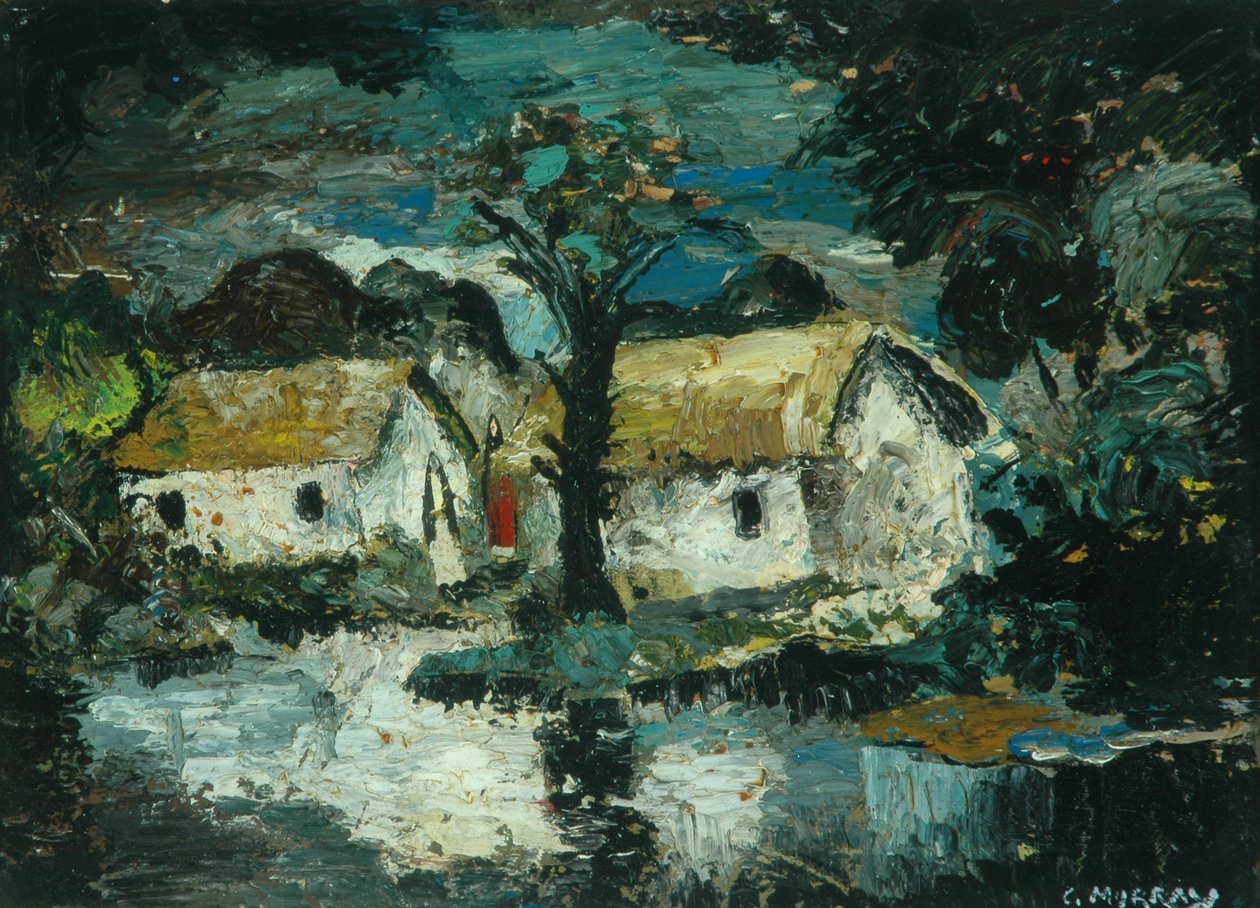 Cottage with Stream (olie på plade) af Charles Murray