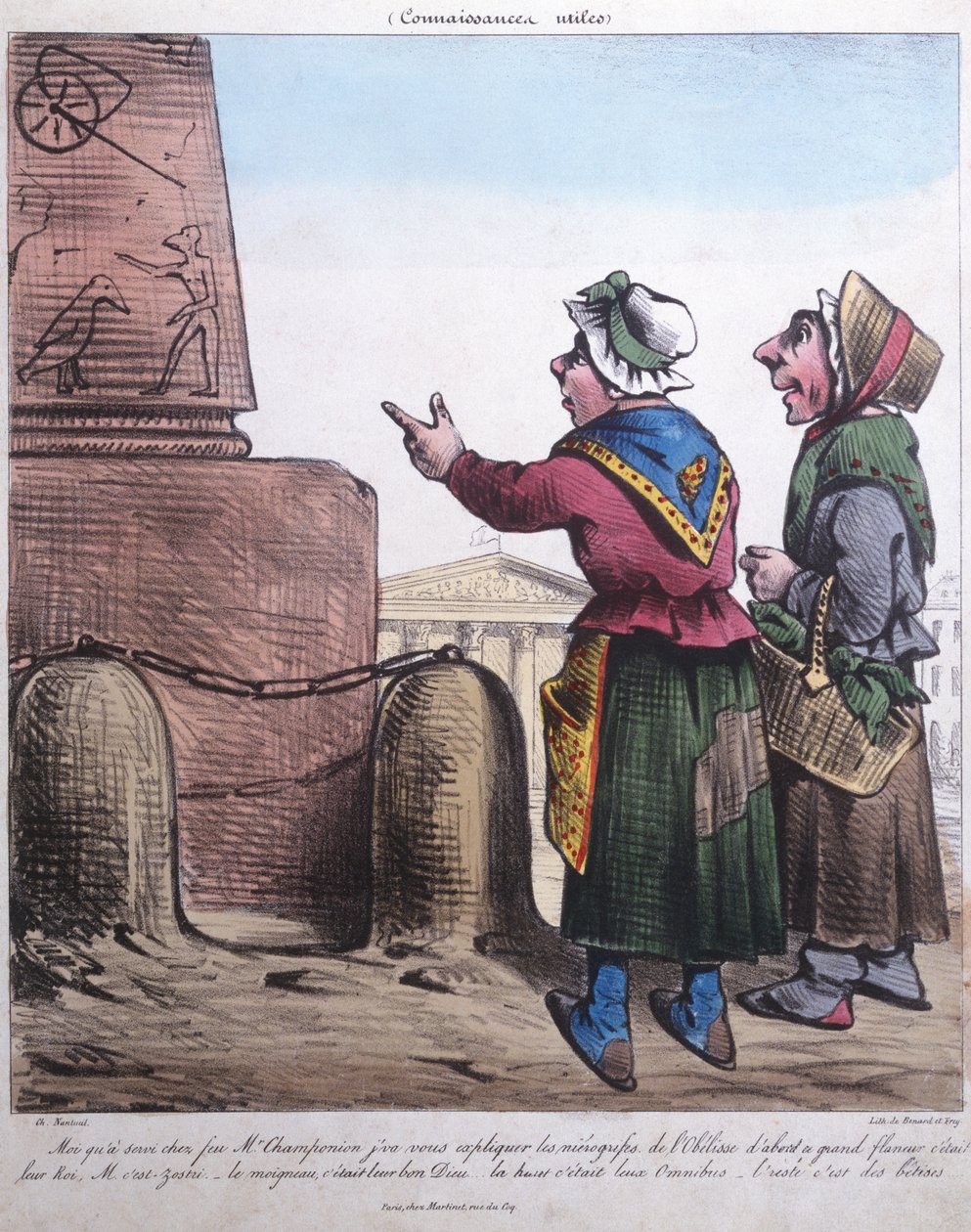 Karikatur af opførelsen af obelisken ved Place de la Concorde, ca. 1831 af Charles Nantueil