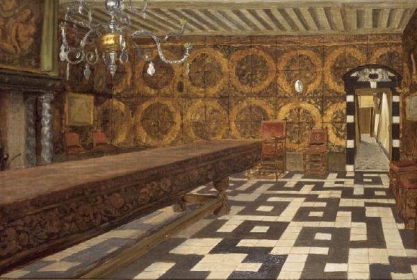 Et værelse i Musee Plantin, Antwerpen af Charles Napier Hemy