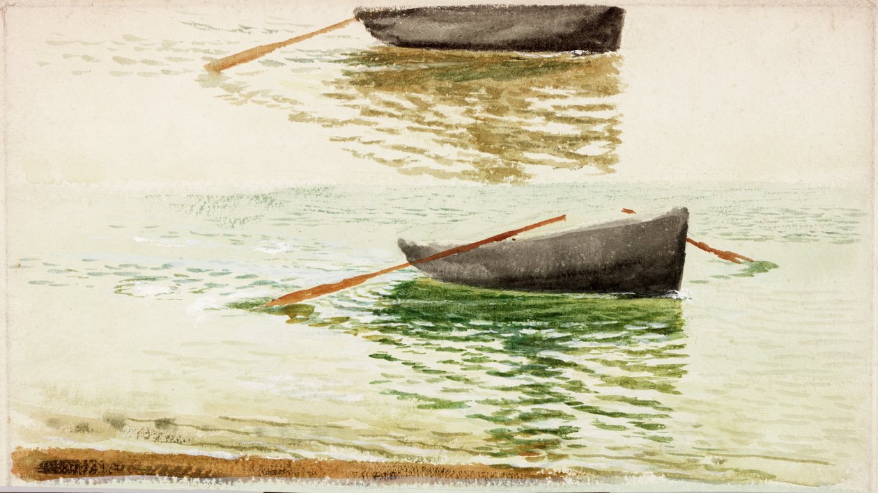 Dinghies (akvarel og akvarel på papir) af Charles Napier Hemy