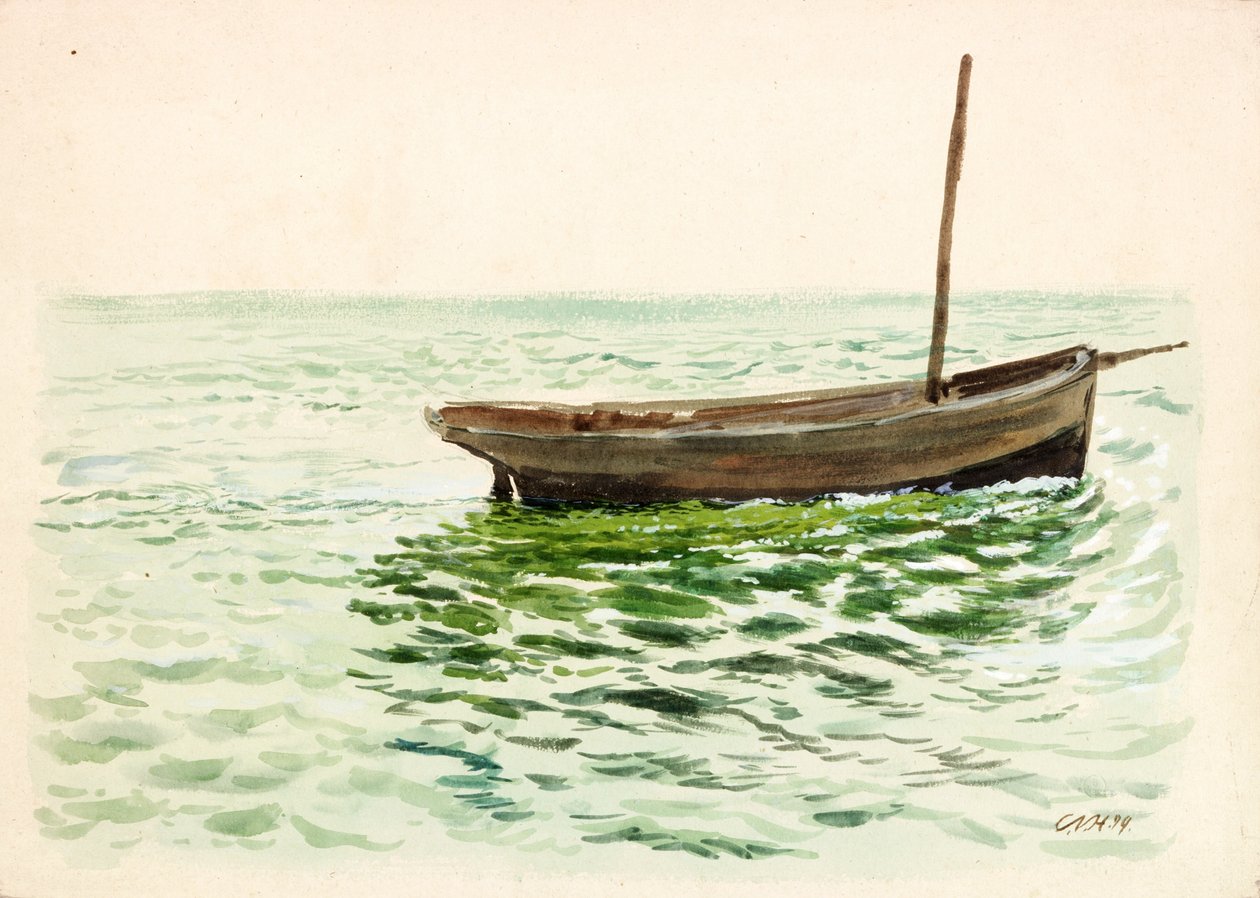 Jolle (bodycolour) af Charles Napier Hemy