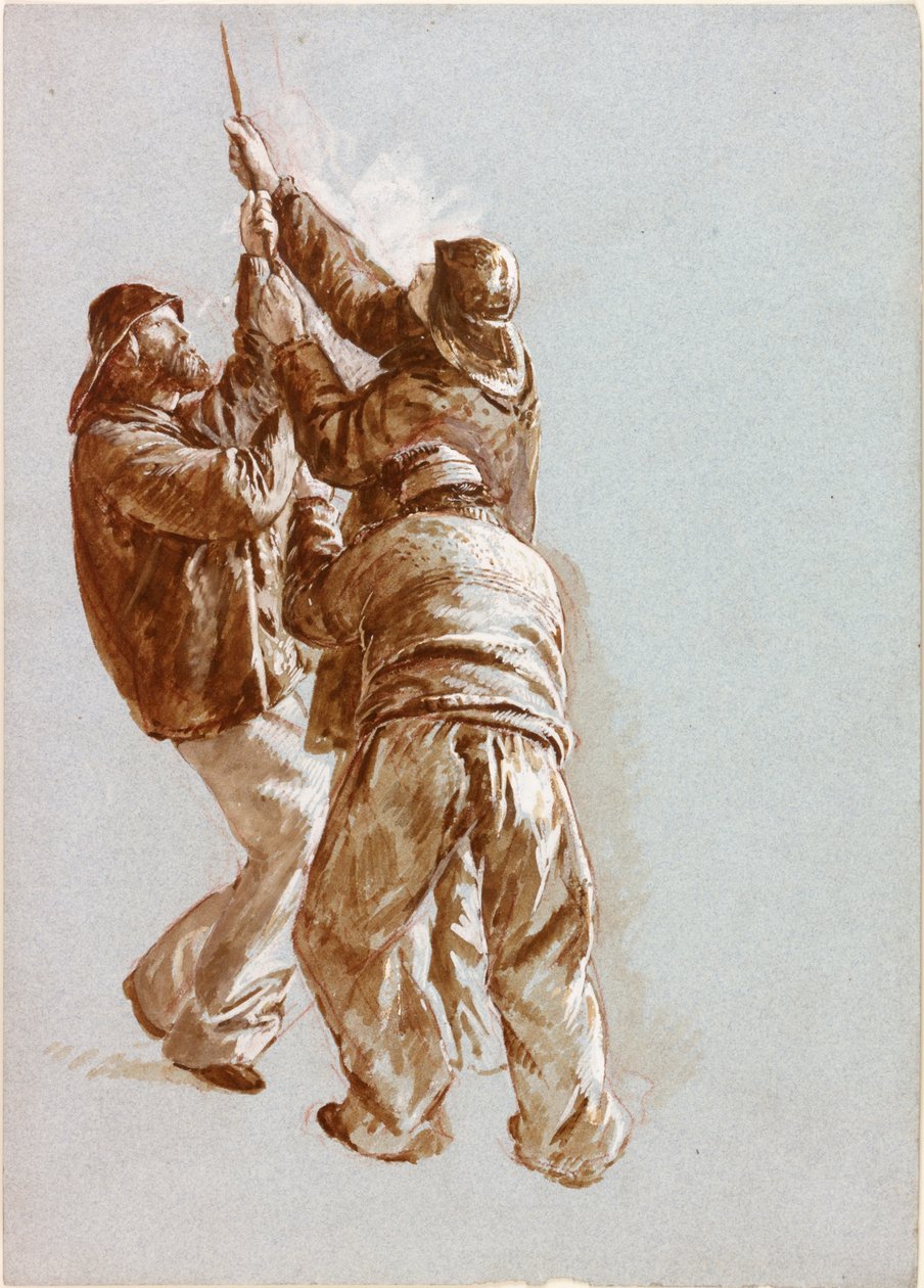 Fiskere, der trækker et reb (kropsfarve) af Charles Napier Hemy