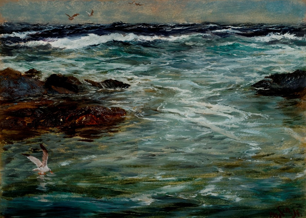 Havstudie ved Portscatho, Cornwall, 1901 af Charles Napier Hemy