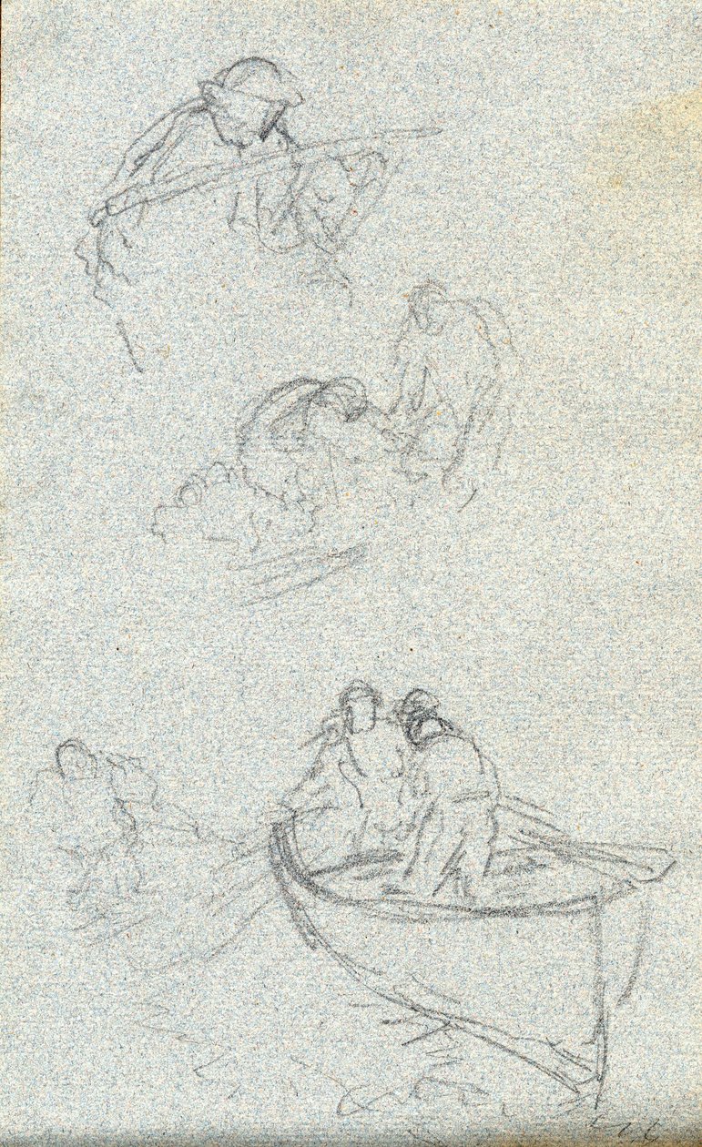 Skitsebog (kridt (hvid) og blyant på papir) af Charles Napier Hemy