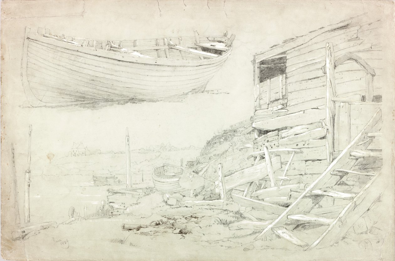 Studier (kropsfarve og blyant på papir) af Charles Napier Hemy